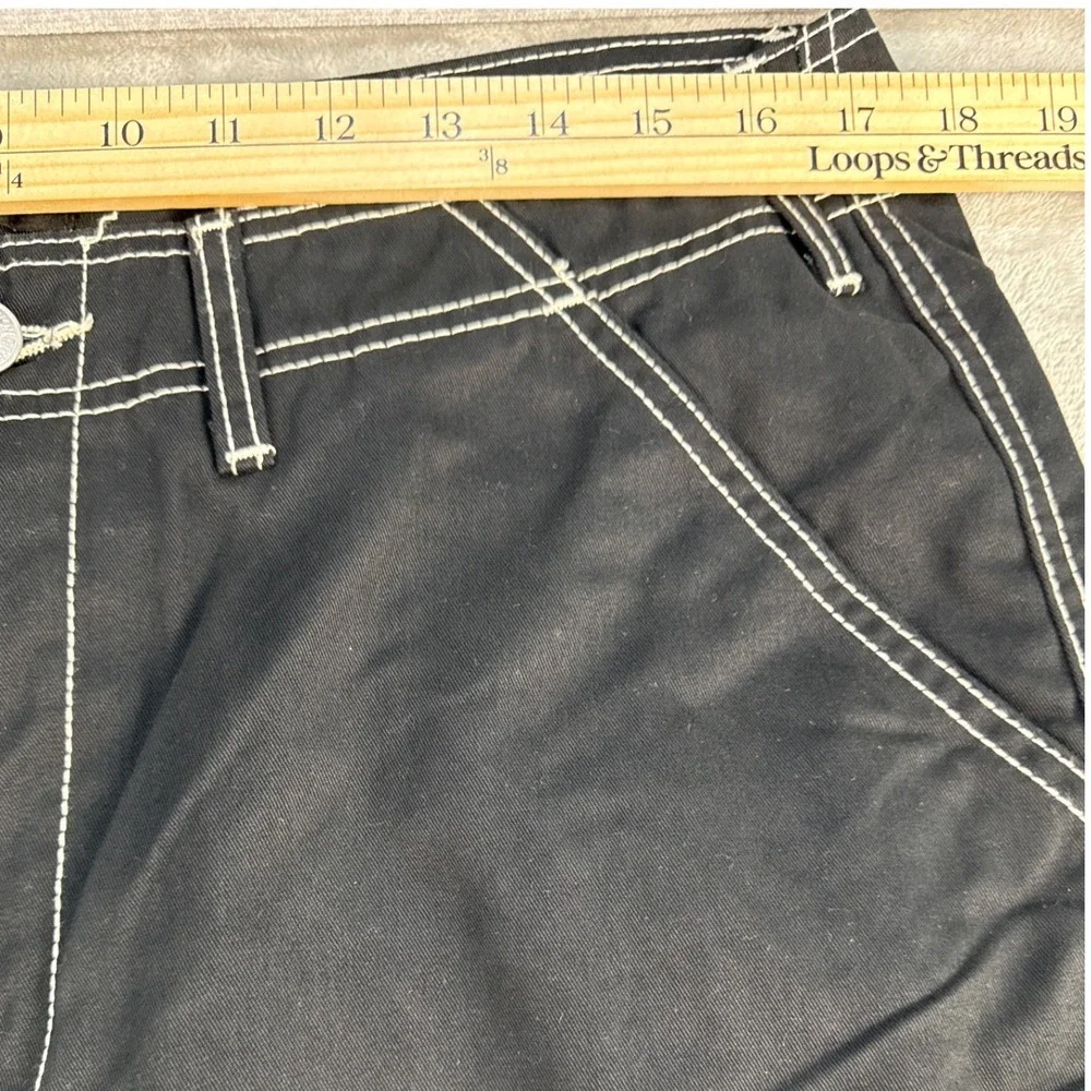 True Religion Cargo Pants Mens 34 Baggy EMB HS SN Jet Black Contrast Stitch NEW